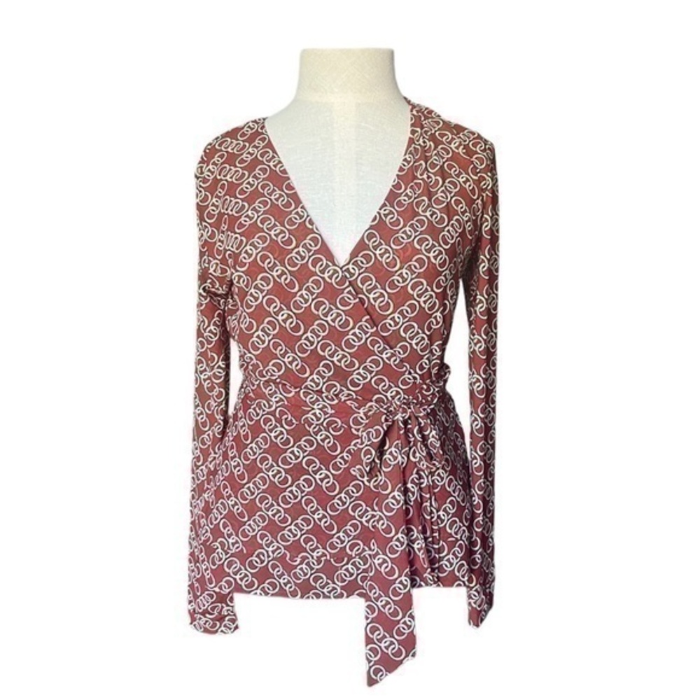 Cabi Ringleader Wrap Shirt Top #3951 Womens XS Burnt Orange Long Sleeve
